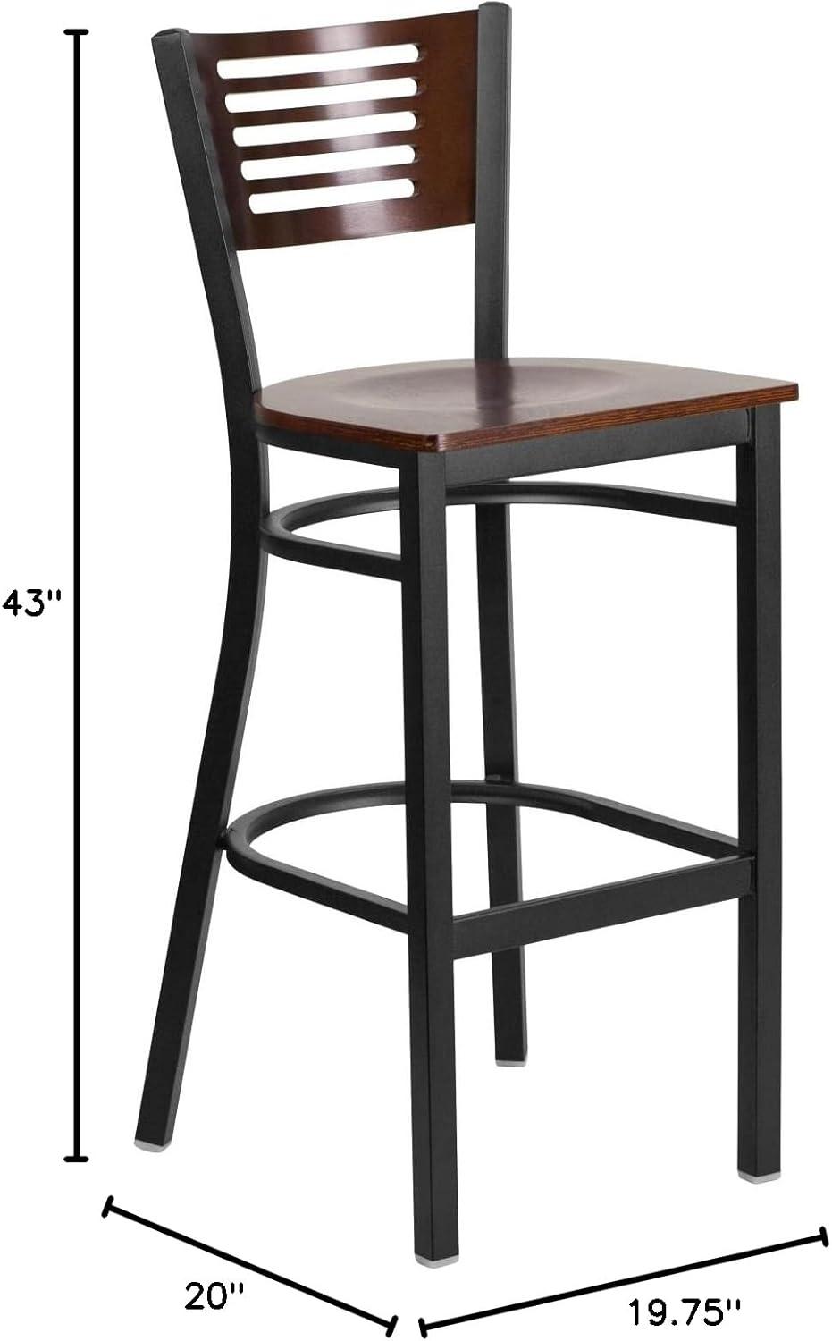 image:imageFlash Furniture HERCULES Series Black Slat Back Metal Restaurant Barstool Walnut Wood Back amp Seat Pack of 1Walnut Wood BackWalnut Wood SeatBlack Metal Frame