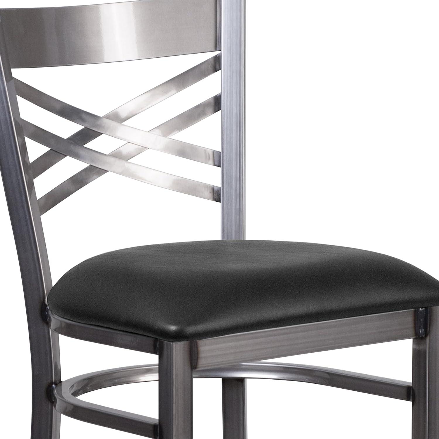 image:imageFlash Furniture HERCULES Series Clear Coated X Back Metal Restaurant Barstool Black Vinyl SeatBlack Vinyl SeatClear Coated Metal Frame