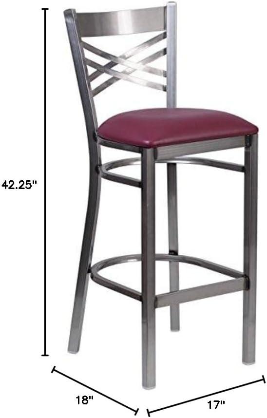image:imageFlash Furniture HERCULES Series Clear Coated X Back Metal Restaurant Barstool Black Vinyl SeatBurgundy Vinyl SeatClear Coated Metal Frame