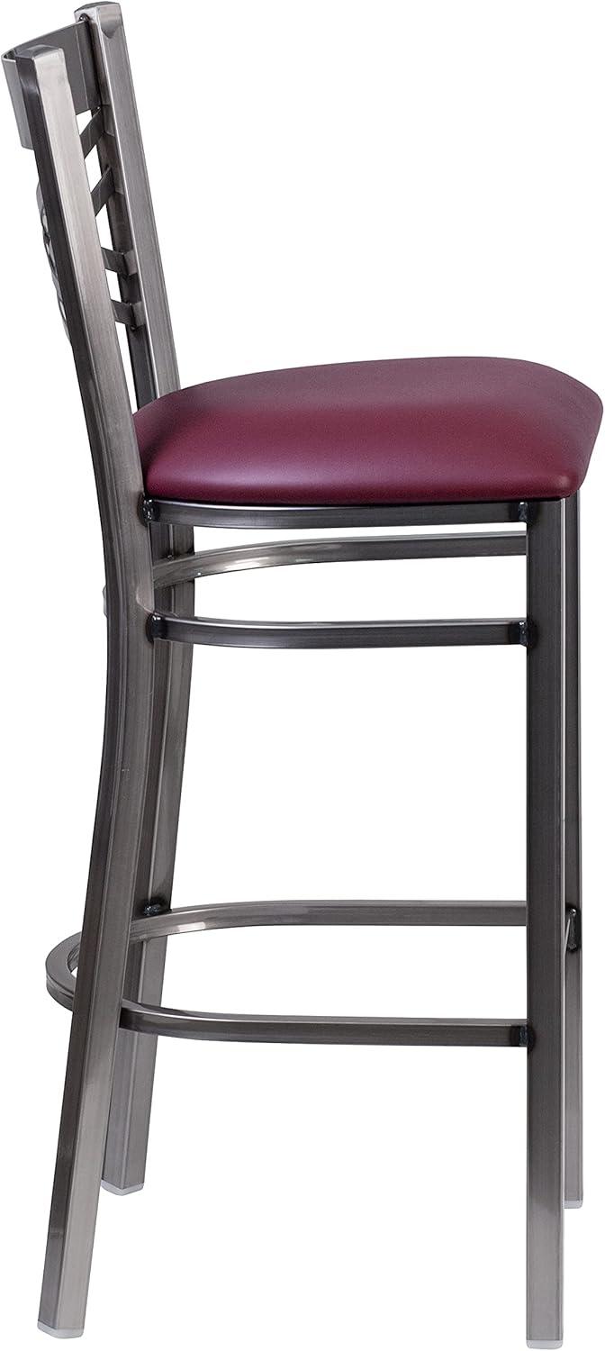 image:imageFlash Furniture HERCULES Series Clear Coated X Back Metal Restaurant Barstool Black Vinyl SeatBurgundy Vinyl SeatClear Coated Metal Frame
