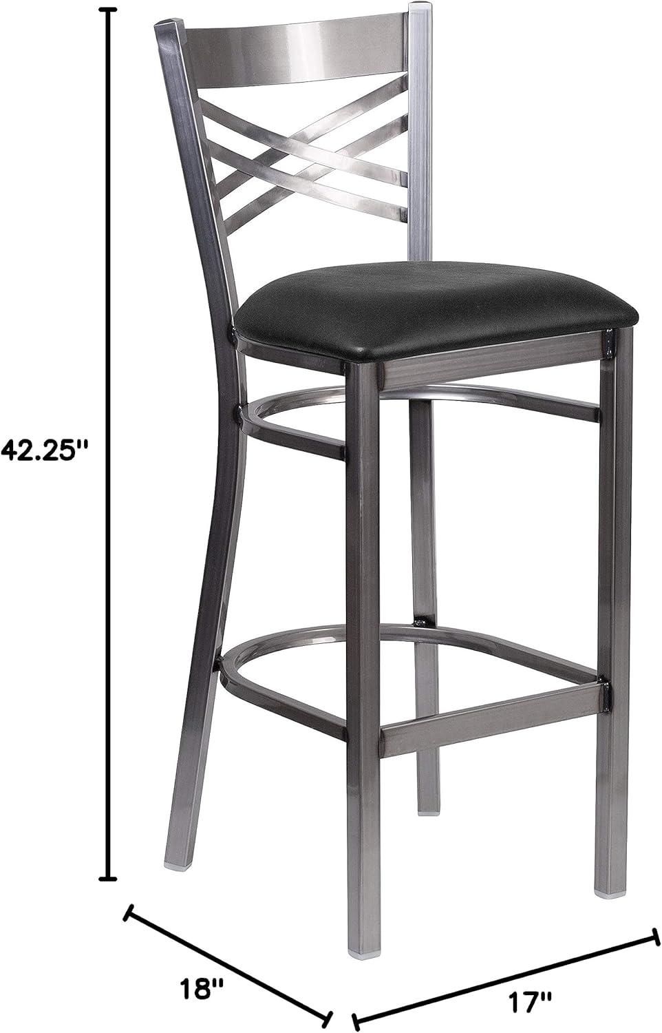image:imageFlash Furniture HERCULES Series Clear Coated X Back Metal Restaurant Barstool Black Vinyl SeatMahogany Wood SeatClear Coated Metal Frame