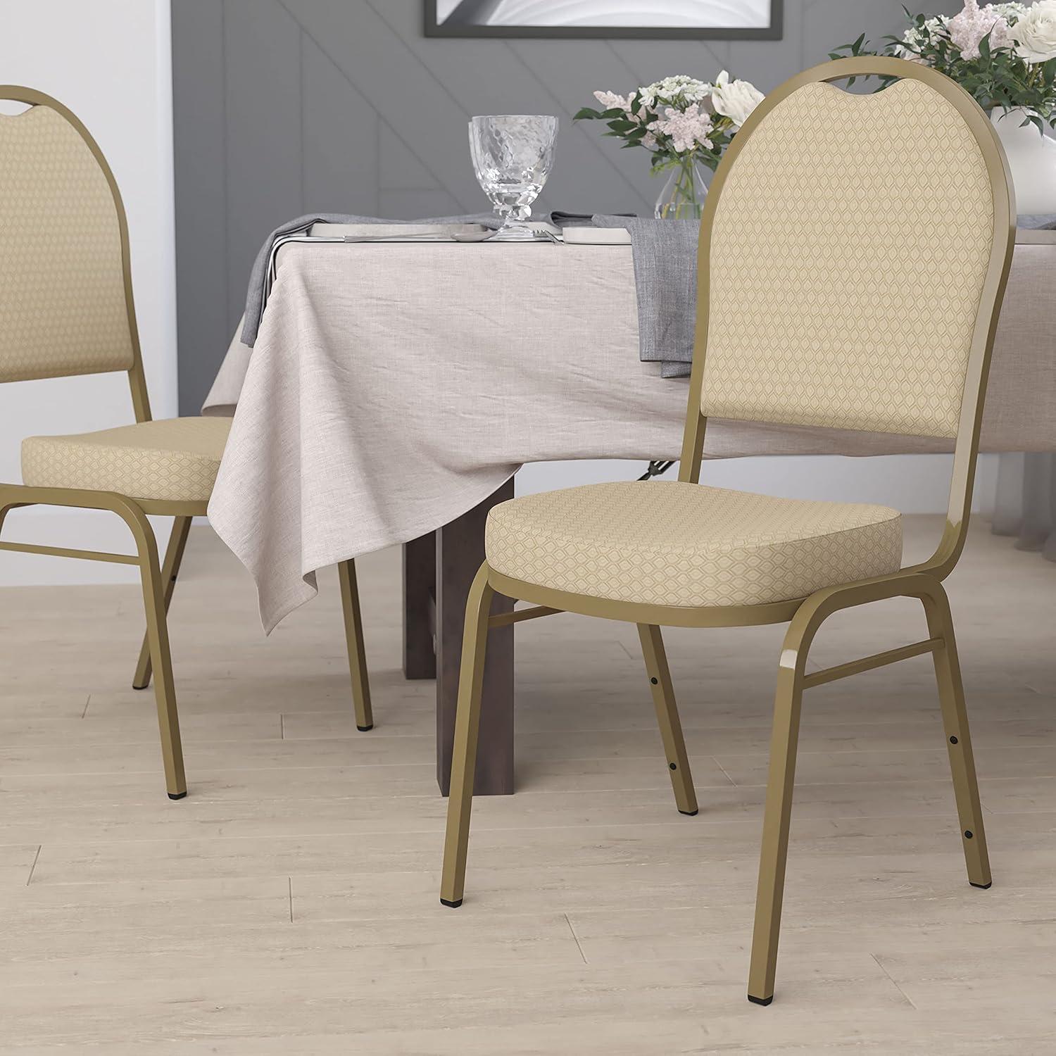 image:imageFlash Furniture HERCULES Series Dome Back Stacking Banquet Chair in Navy Patterned Fabric Gold FrameBeige Patterned FabricGold Frame