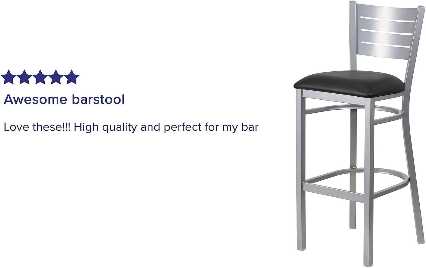 image:imageFlash Furniture HERCULES Series Silver Slat Back Metal Restaurant Barstool Black Vinyl SeatBlack Vinyl SeatSilver Frame