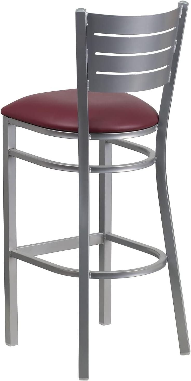 image:imageFlash Furniture HERCULES Series Silver Slat Back Metal Restaurant Barstool Black Vinyl SeatBurgundy Vinyl SeatSilver Frame