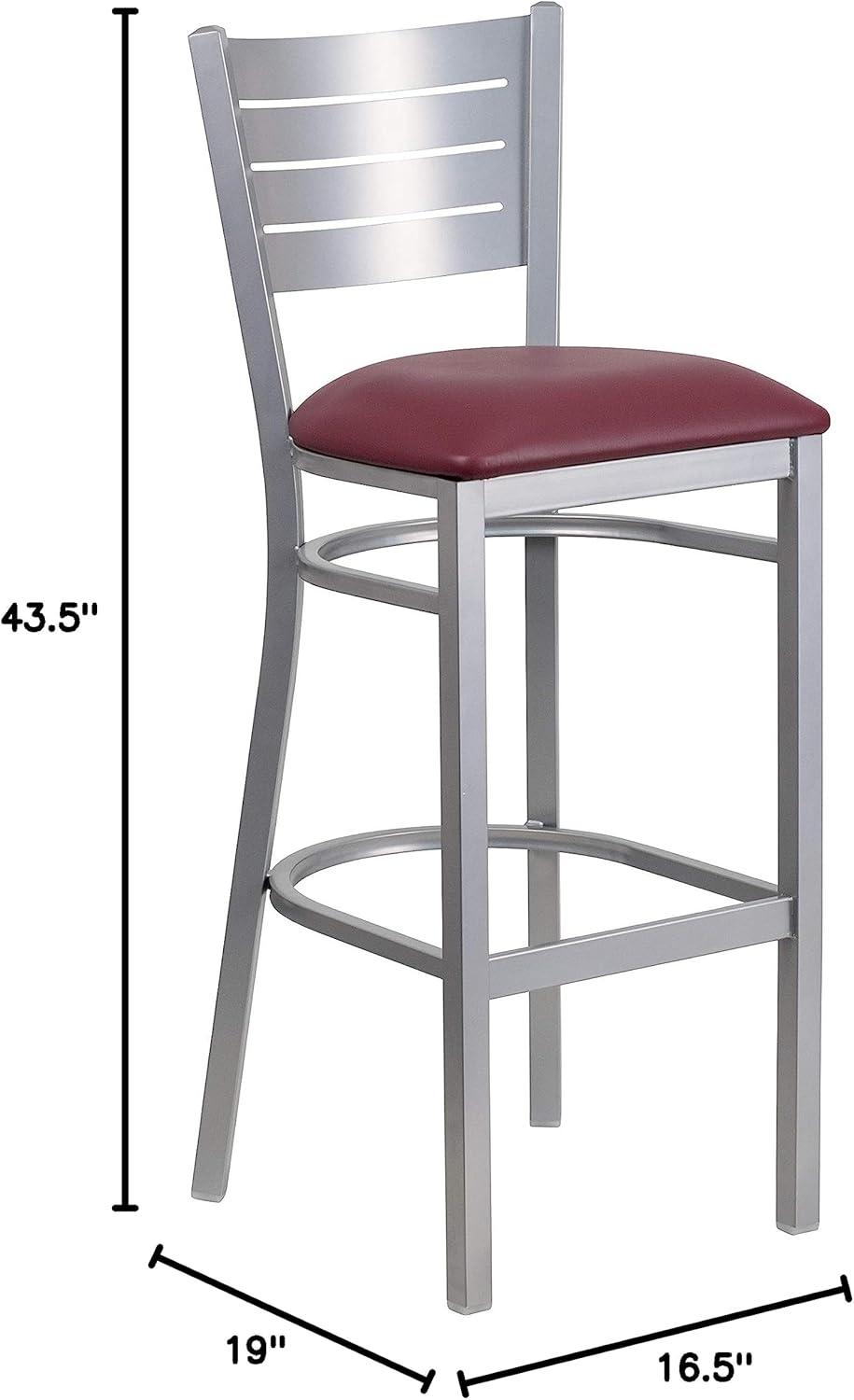 image:imageFlash Furniture HERCULES Series Silver Slat Back Metal Restaurant Barstool Black Vinyl SeatBurgundy Vinyl SeatSilver Frame