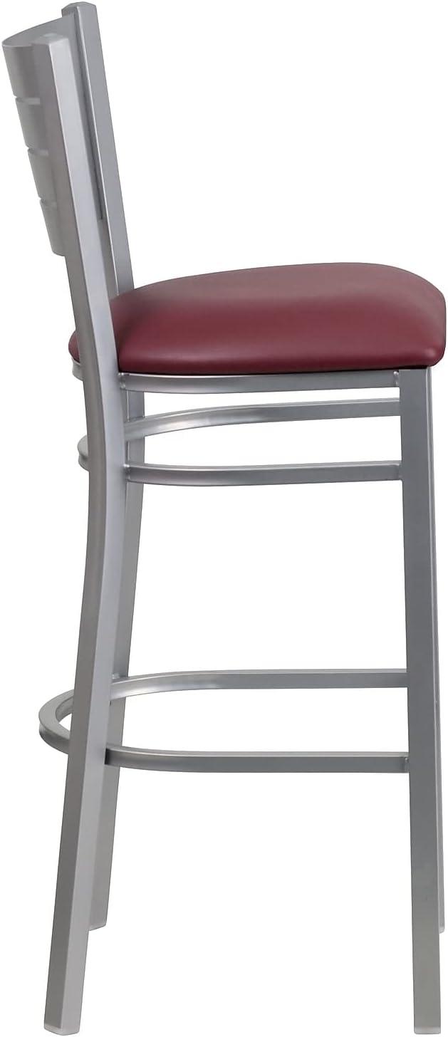 image:imageFlash Furniture HERCULES Series Silver Slat Back Metal Restaurant Barstool Black Vinyl SeatBurgundy Vinyl SeatSilver Frame