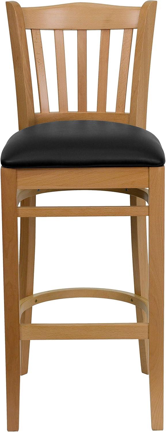 image:imageFlash Furniture HERCULES Series Vertical Slat Back Natural Wood Restaurant BarstoolBlack Vinyl SeatNatural Wood Frame