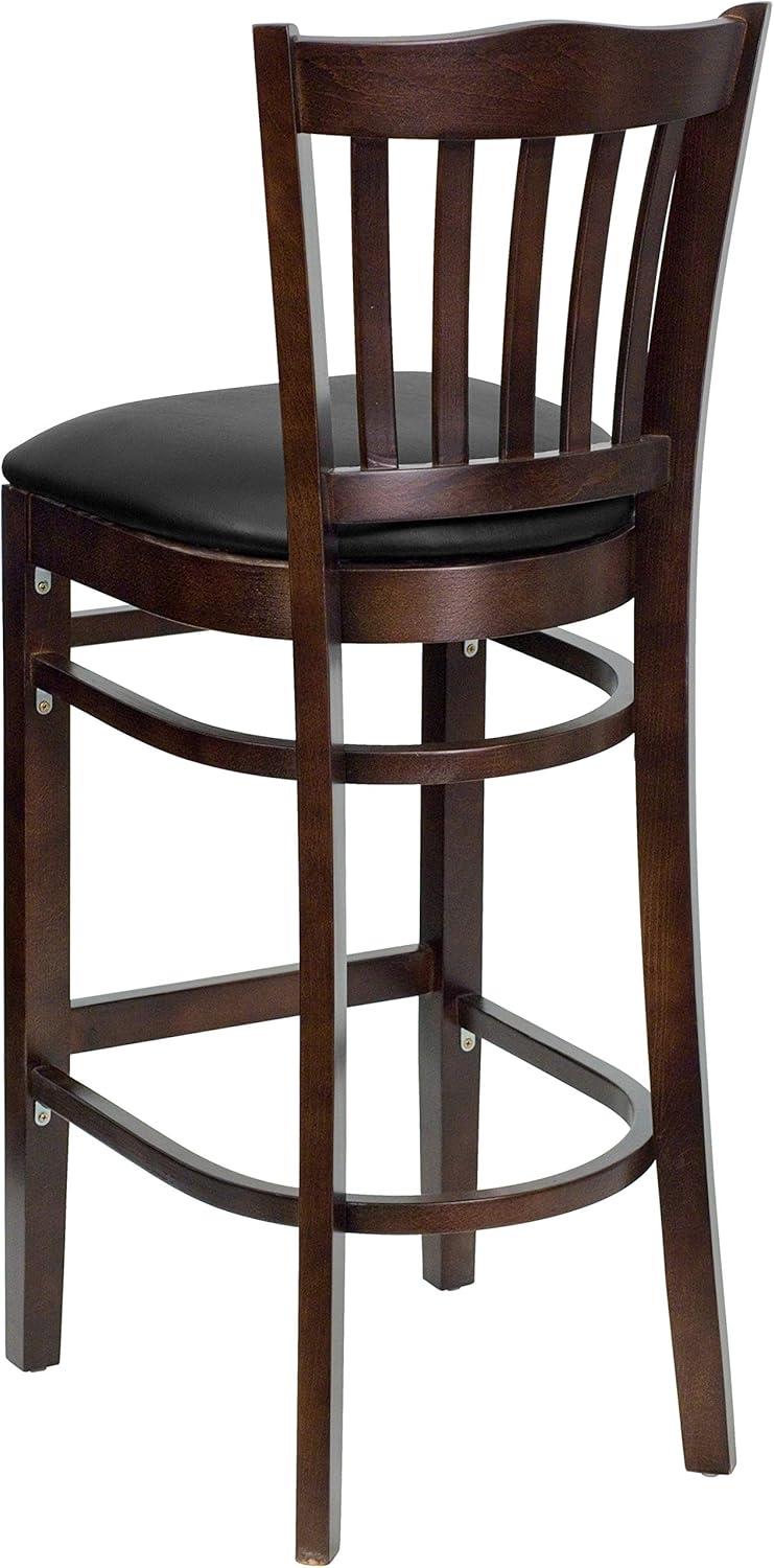 image:imageFlash Furniture HERCULES Series Vertical Slat Back Natural Wood Restaurant BarstoolBlack Vinyl SeatWalnut Wood Frame