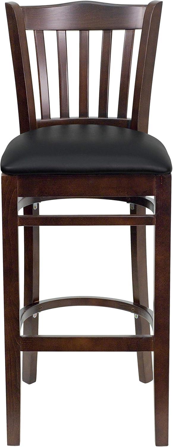 image:imageFlash Furniture HERCULES Series Vertical Slat Back Natural Wood Restaurant BarstoolBlack Vinyl SeatWalnut Wood Frame