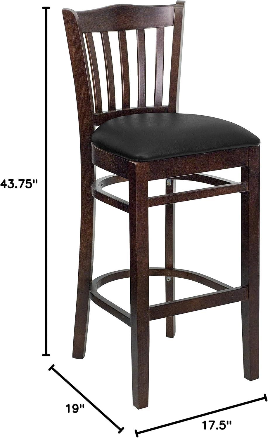 image:imageFlash Furniture HERCULES Series Vertical Slat Back Natural Wood Restaurant BarstoolBlack Vinyl SeatWalnut Wood Frame