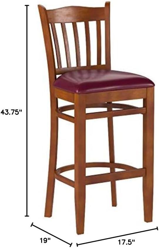 image:imageFlash Furniture HERCULES Series Vertical Slat Back Natural Wood Restaurant BarstoolBurgundy Vinyl SeatCherry Wood Frame