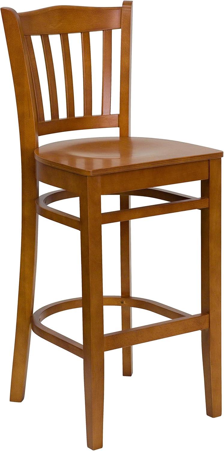 image:imageFlash Furniture HERCULES Series Vertical Slat Back Natural Wood Restaurant BarstoolCherry Wood SeatCherry Wood Frame