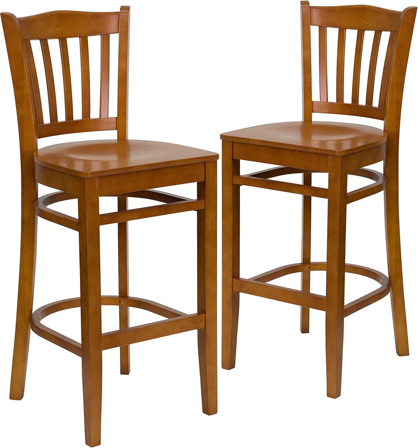 image:imageFlash Furniture HERCULES Series Vertical Slat Back Natural Wood Restaurant BarstoolCherry Wood SeatCherry Wood Frame