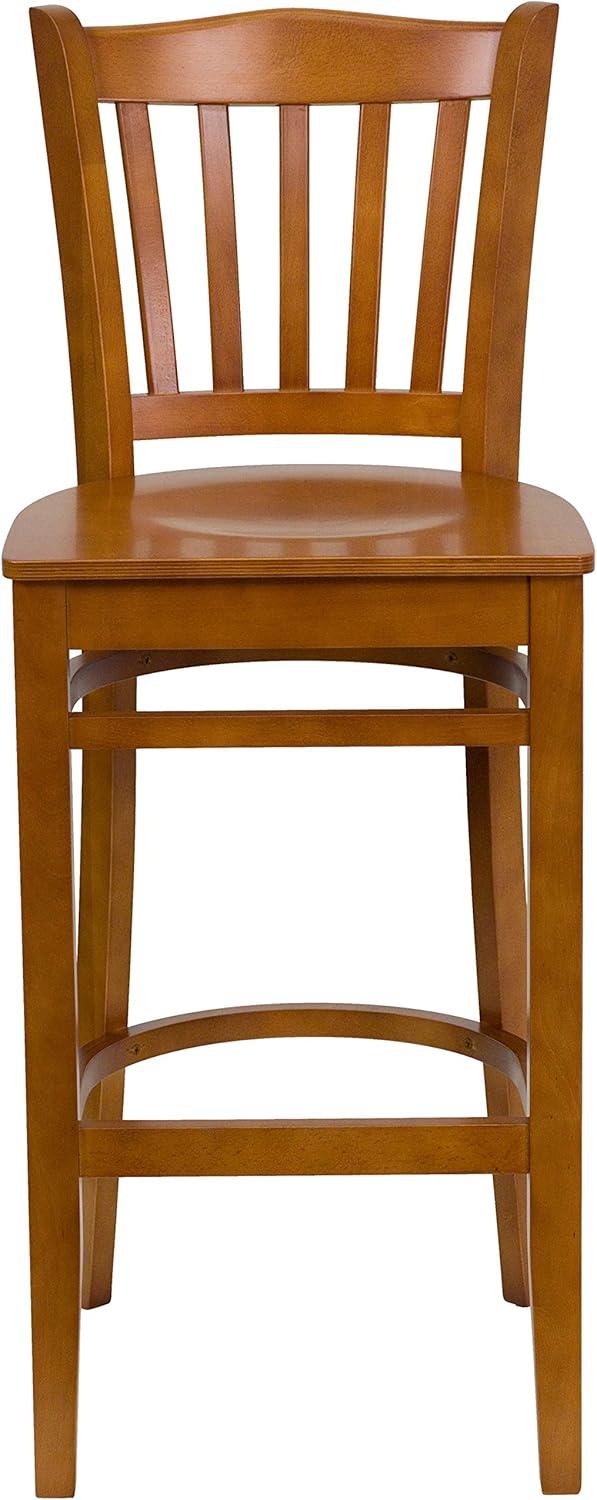 image:imageFlash Furniture HERCULES Series Vertical Slat Back Natural Wood Restaurant BarstoolCherry Wood SeatCherry Wood Frame
