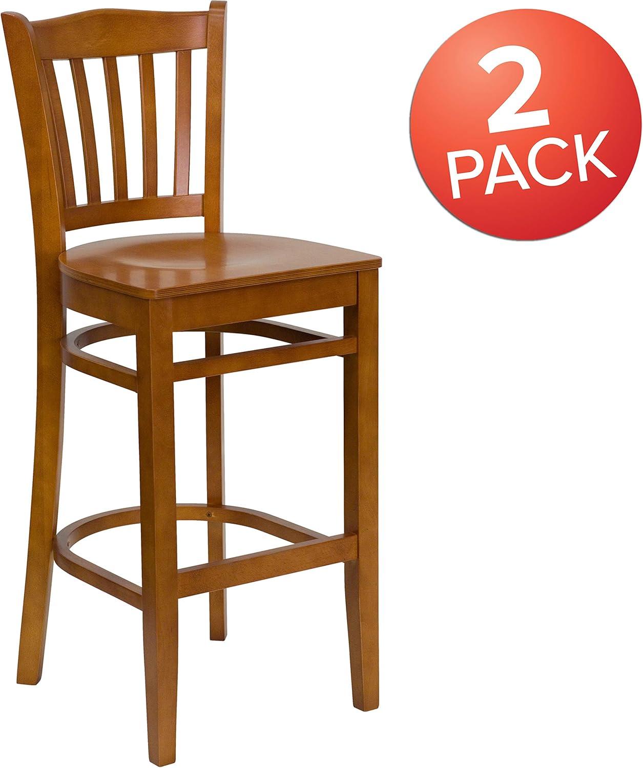 image:imageFlash Furniture HERCULES Series Vertical Slat Back Natural Wood Restaurant BarstoolCherry Wood SeatCherry Wood Frame