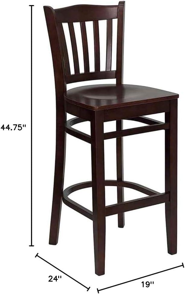 image:imageFlash Furniture HERCULES Series Vertical Slat Back Natural Wood Restaurant BarstoolMahogany Wood SeatMahogany Wood Frame