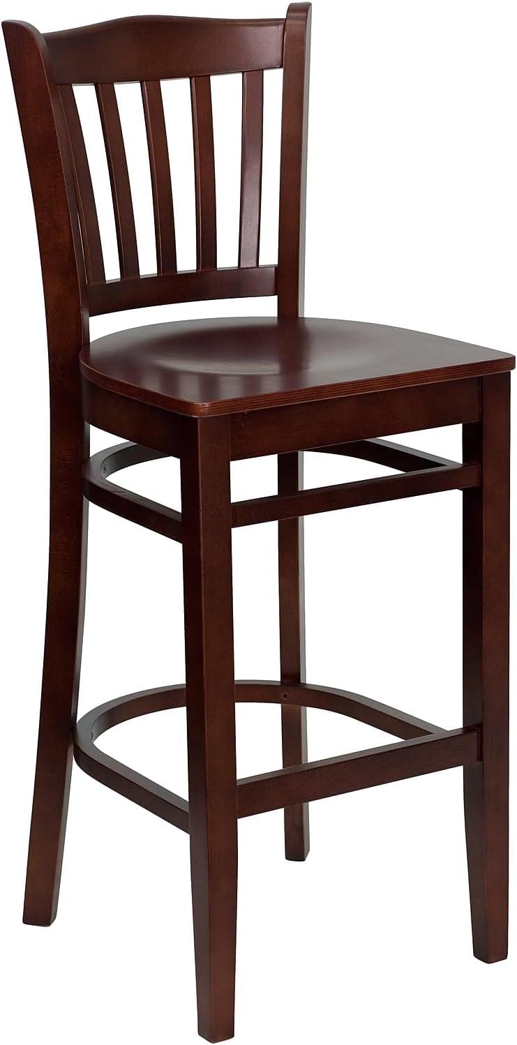 image:imageFlash Furniture HERCULES Series Vertical Slat Back Natural Wood Restaurant BarstoolMahogany Wood SeatMahogany Wood Frame