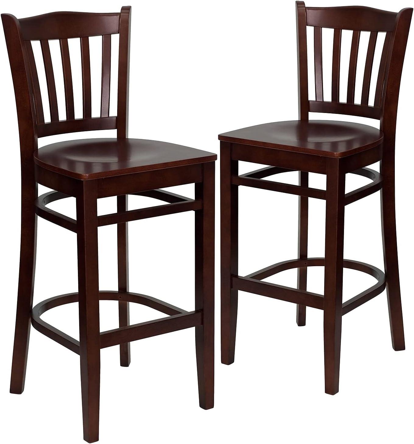 image:imageFlash Furniture HERCULES Series Vertical Slat Back Natural Wood Restaurant BarstoolMahogany Wood SeatMahogany Wood Frame