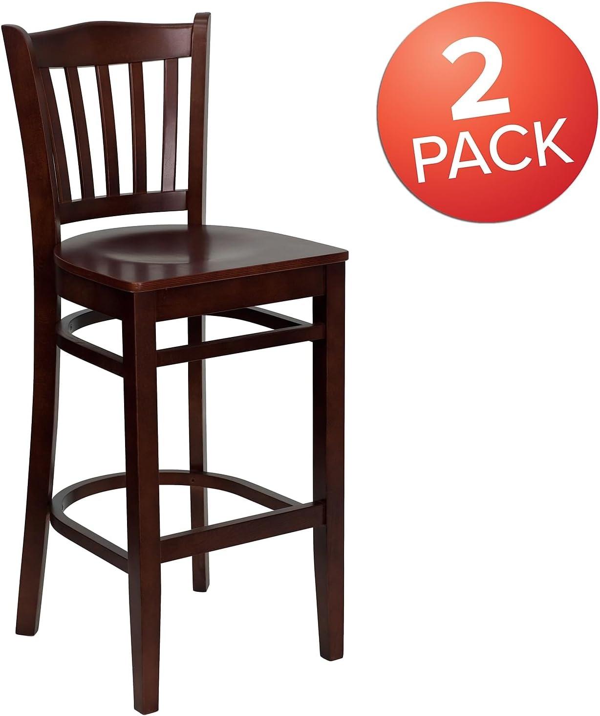 image:imageFlash Furniture HERCULES Series Vertical Slat Back Natural Wood Restaurant BarstoolMahogany Wood SeatMahogany Wood Frame