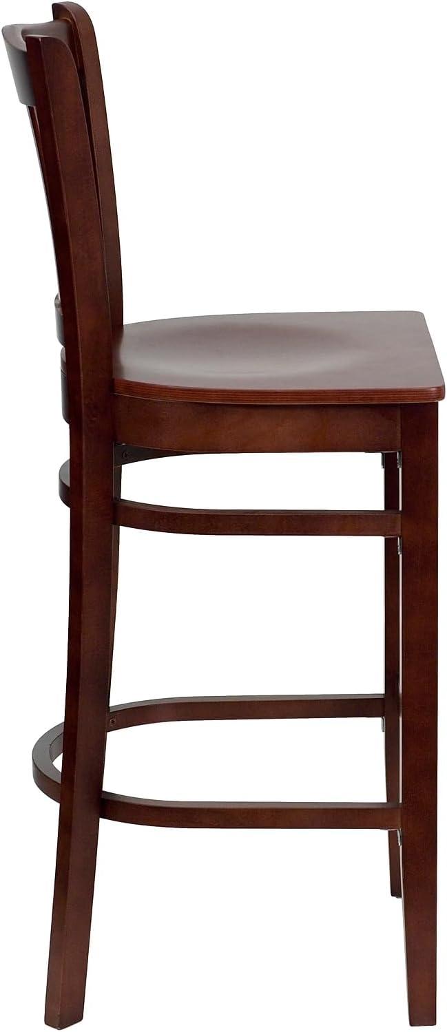 image:imageFlash Furniture HERCULES Series Vertical Slat Back Natural Wood Restaurant BarstoolMahogany Wood SeatMahogany Wood Frame