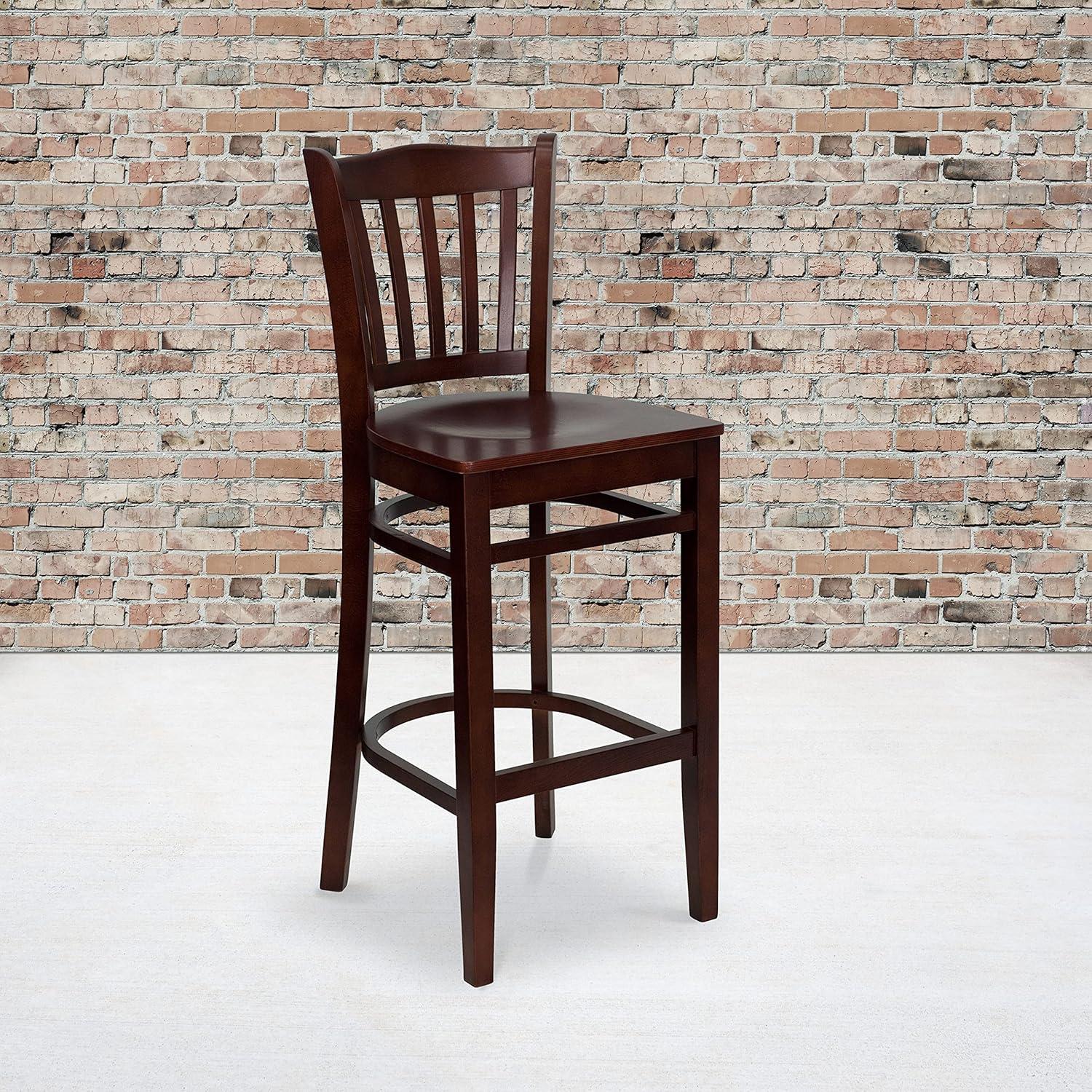 image:imageFlash Furniture HERCULES Series Vertical Slat Back Natural Wood Restaurant BarstoolMahogany Wood SeatMahogany Wood Frame