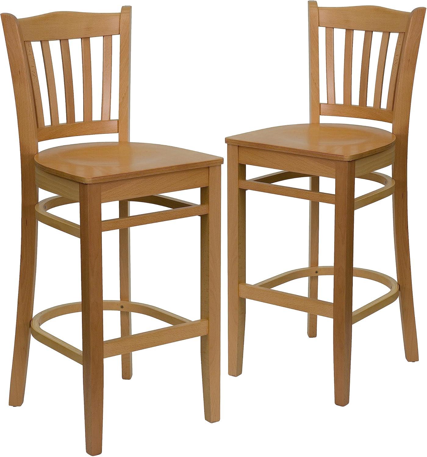 image:imageFlash Furniture HERCULES Series Vertical Slat Back Natural Wood Restaurant BarstoolNatural Wood SeatNatural Wood Frame