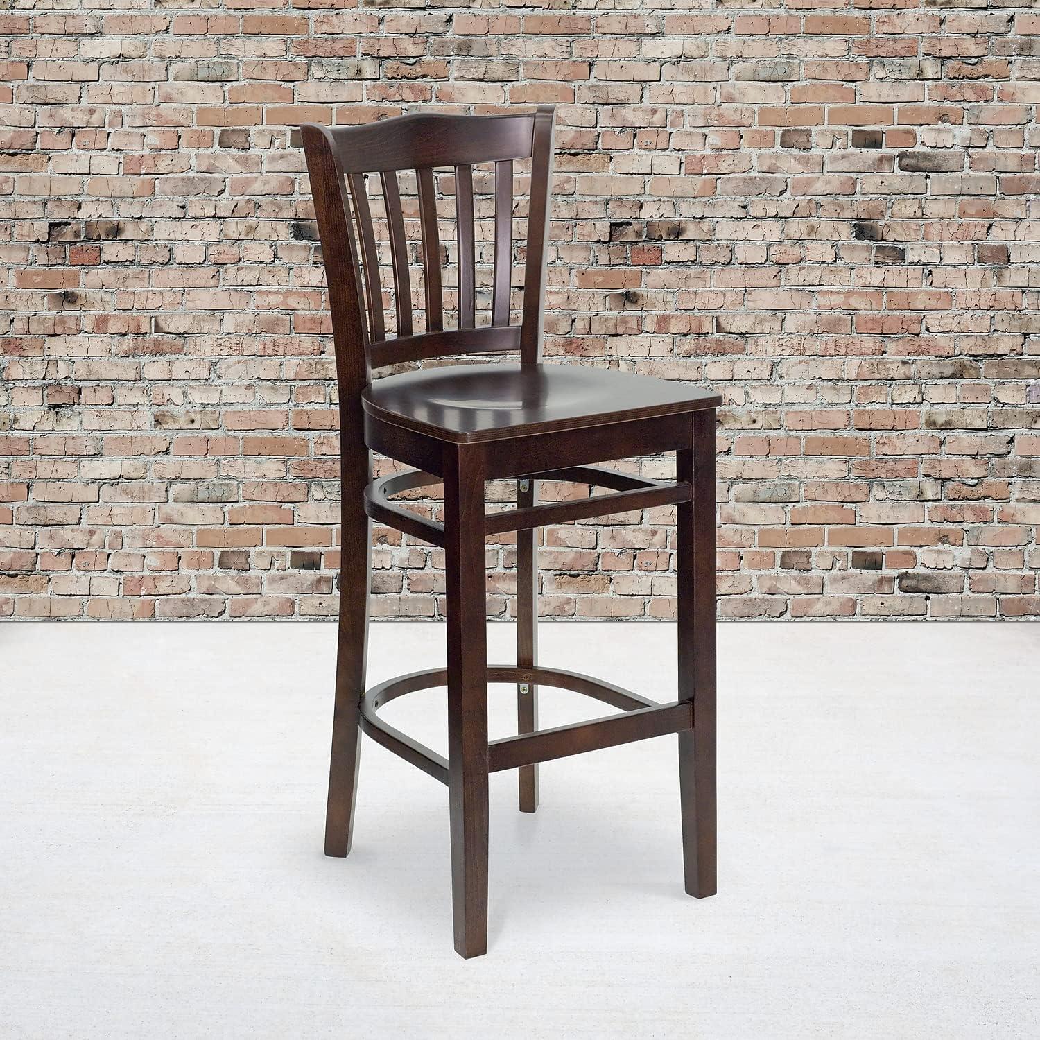 image:imageFlash Furniture HERCULES Series Vertical Slat Back Natural Wood Restaurant BarstoolWalnut Wood SeatWalnut Wood Frame