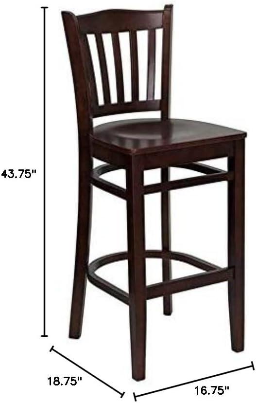 image:imageFlash Furniture HERCULES Series Vertical Slat Back Natural Wood Restaurant BarstoolWalnut Wood SeatWalnut Wood Frame