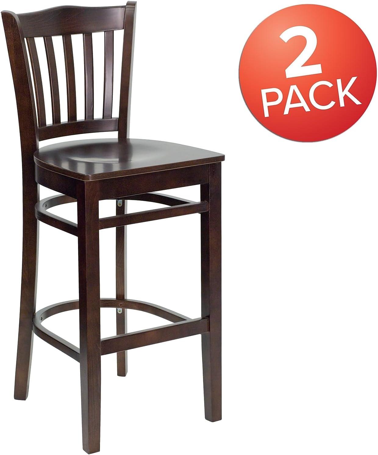image:imageFlash Furniture HERCULES Series Vertical Slat Back Natural Wood Restaurant BarstoolWalnut Wood SeatWalnut Wood Frame