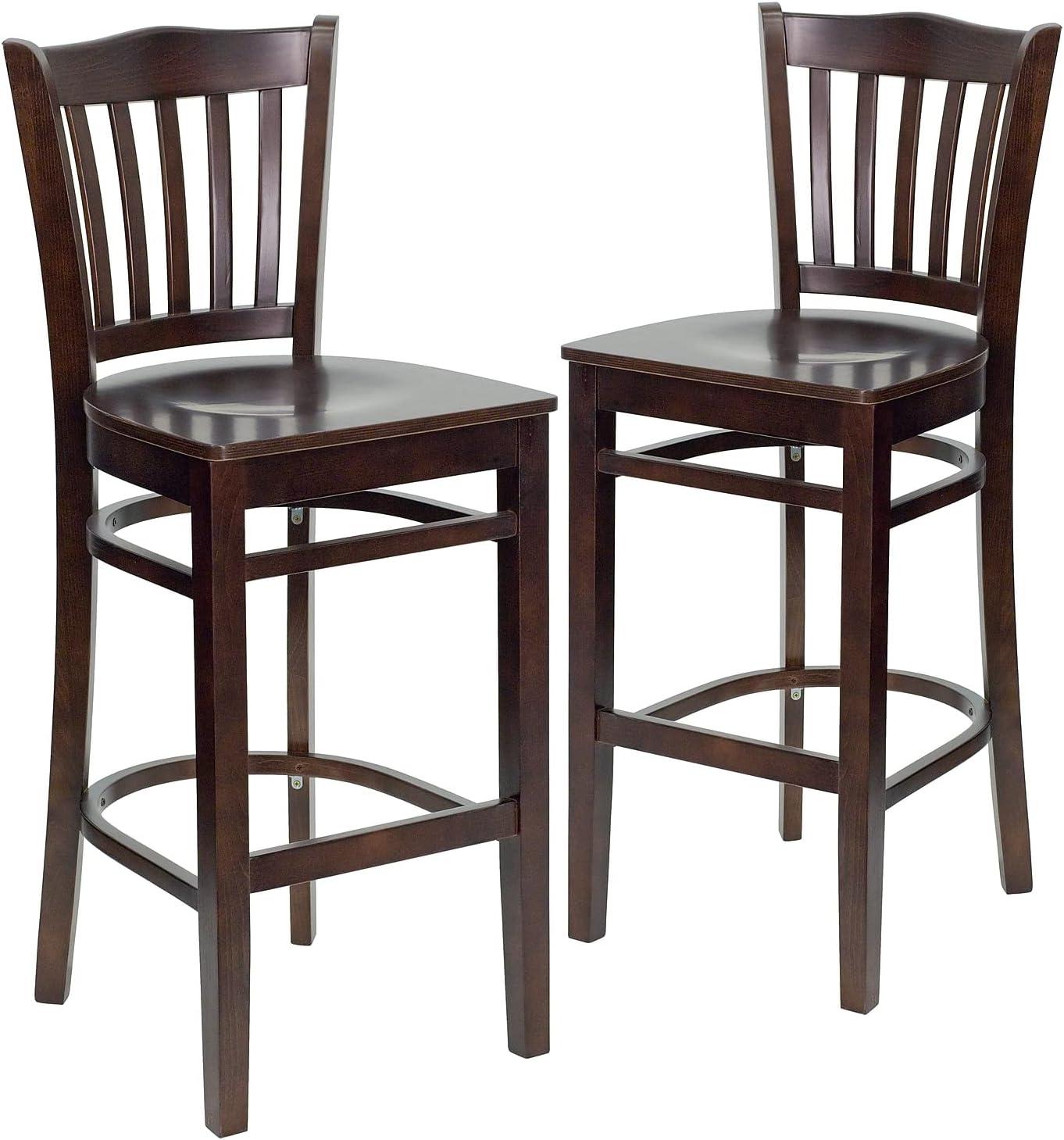 image:imageFlash Furniture HERCULES Series Vertical Slat Back Natural Wood Restaurant BarstoolWalnut Wood SeatWalnut Wood Frame