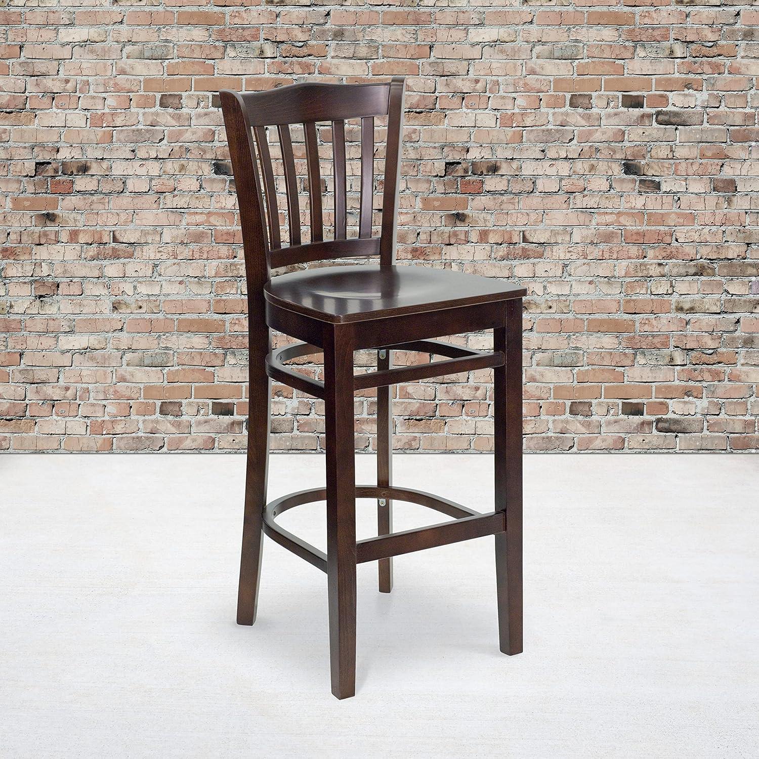 image:imageFlash Furniture HERCULES Series Vertical Slat Back Natural Wood Restaurant BarstoolWalnut Wood SeatWalnut Wood Frame