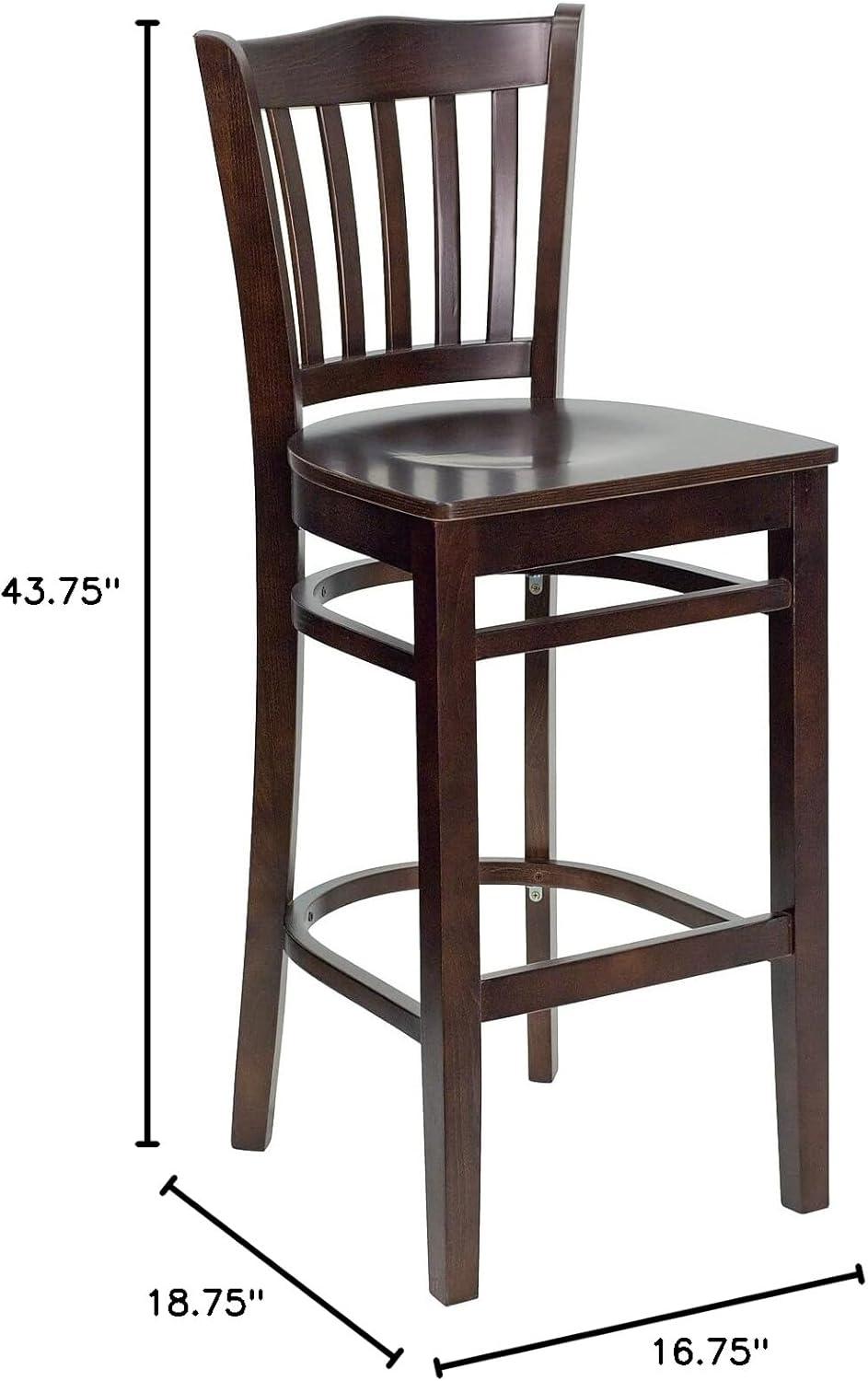 image:imageFlash Furniture HERCULES Series Vertical Slat Back Natural Wood Restaurant BarstoolWalnut Wood SeatWalnut Wood Frame
