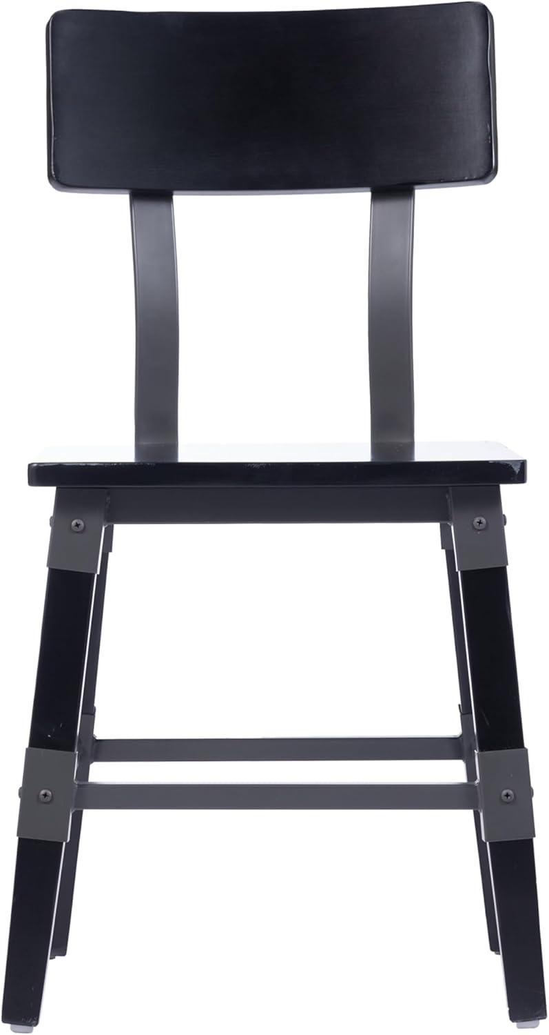 image:imageFlash Furniture Jackson Commercial Industrial Wood Dining Chair Solid Beechwood Frame Support Bar Set of 2 BlackBlack