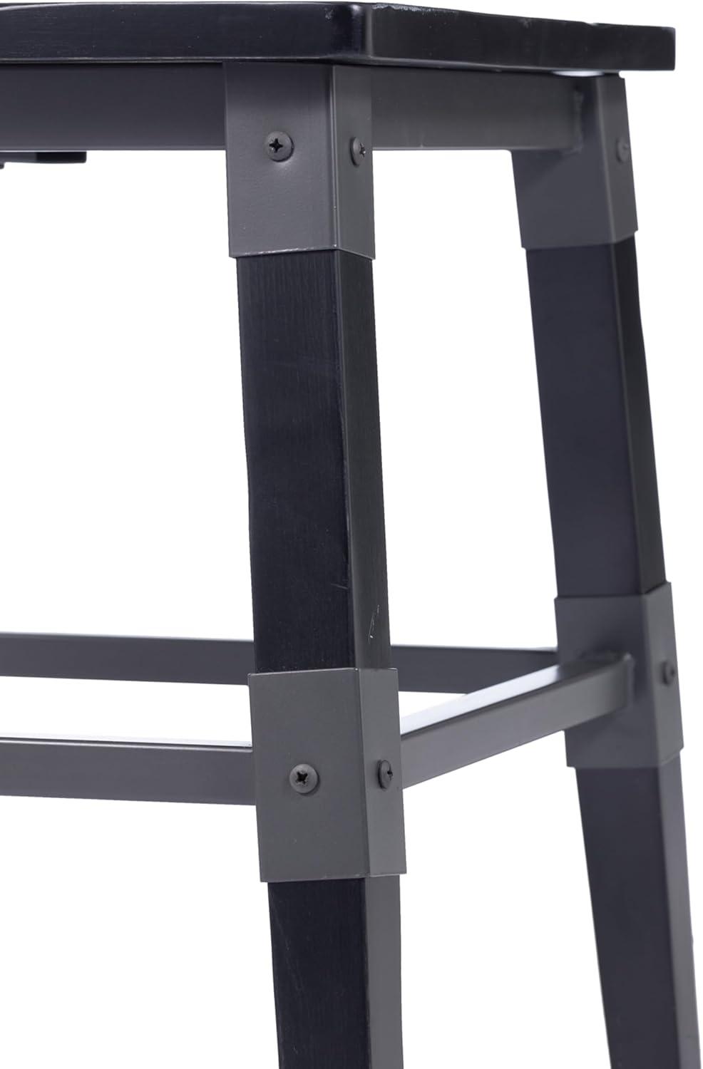 image:imageFlash Furniture Jackson Commercial Industrial Wood Dining Chair Solid Beechwood Frame Support Bar Set of 2 BlackBlack