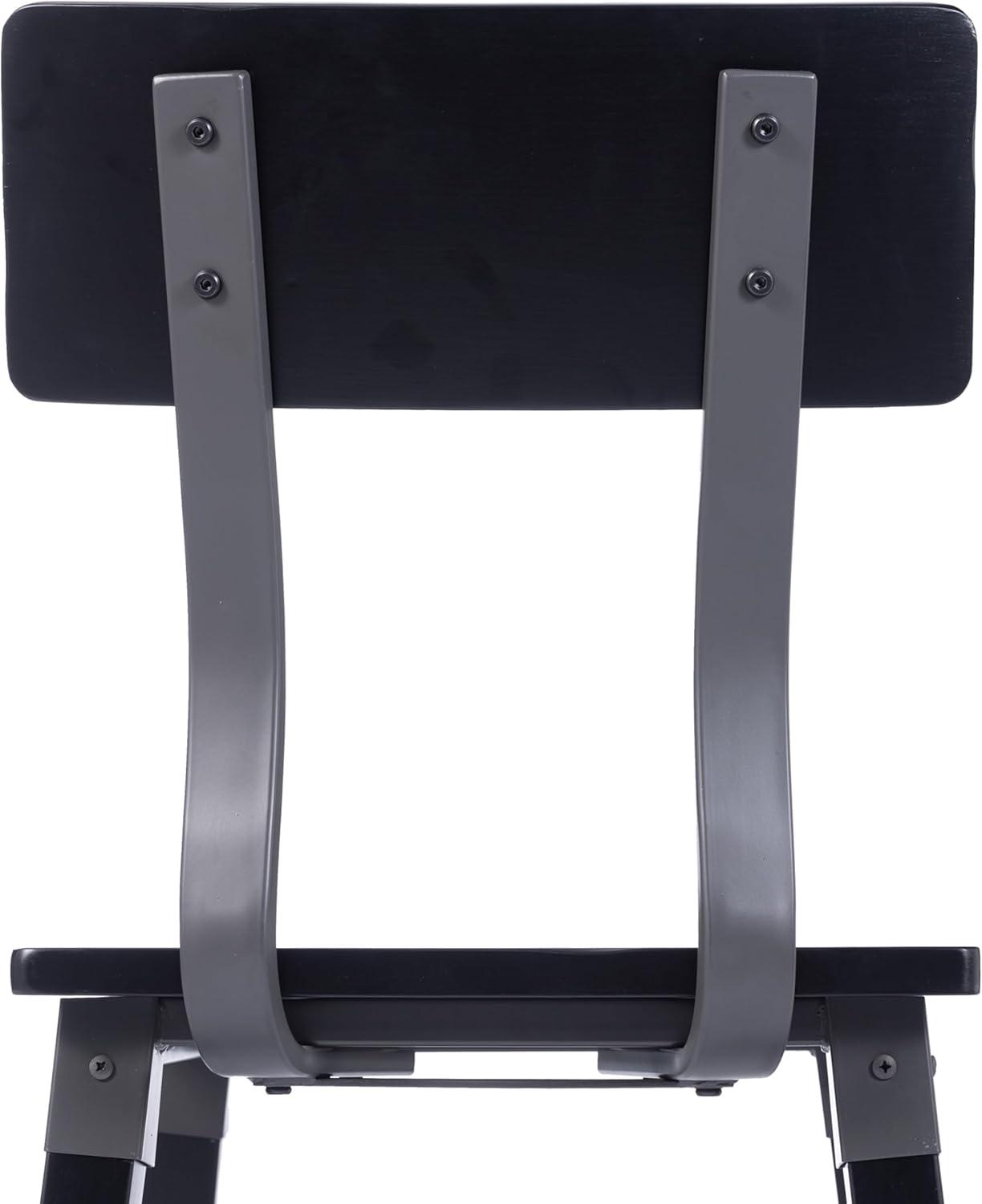 image:imageFlash Furniture Jackson Commercial Industrial Wood Dining Chair Solid Beechwood Frame Support Bar Set of 2 BlackBlack