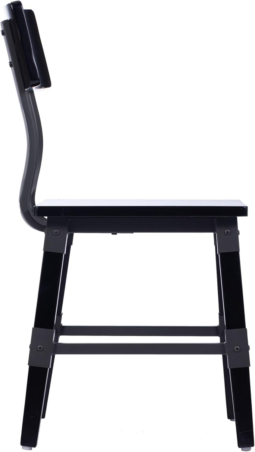 image:imageFlash Furniture Jackson Commercial Industrial Wood Dining Chair Solid Beechwood Frame Support Bar Set of 2 BlackBlack