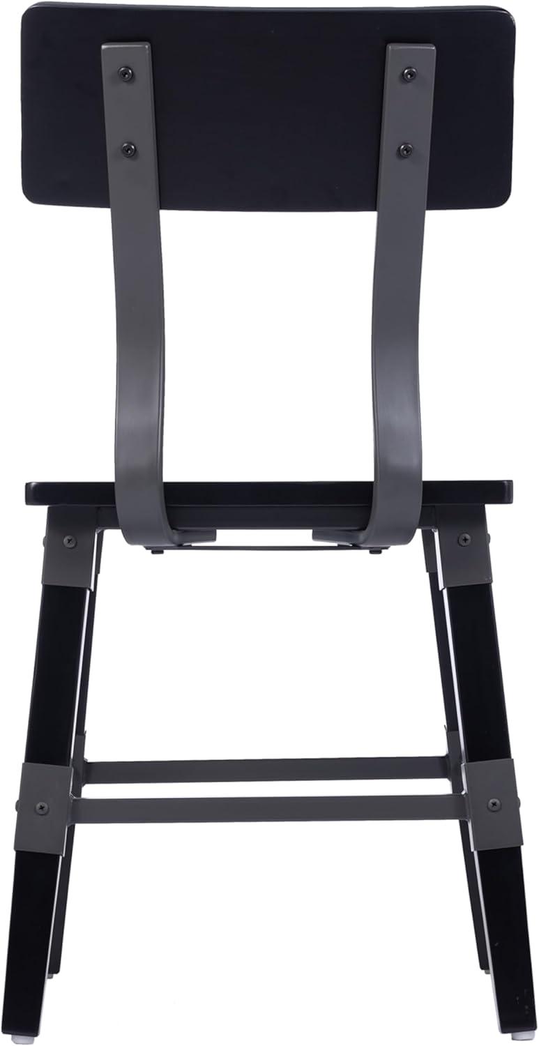 image:imageFlash Furniture Jackson Commercial Industrial Wood Dining Chair Solid Beechwood Frame Support Bar Set of 2 BlackBlack