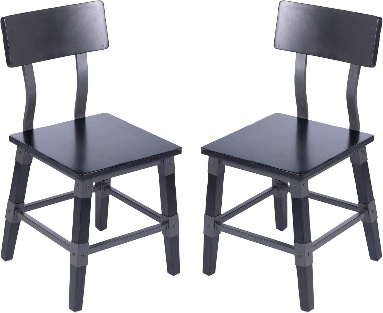 image:imageFlash Furniture Jackson Commercial Industrial Wood Dining Chair Solid Beechwood Frame Support Bar Set of 2 BlackBlack