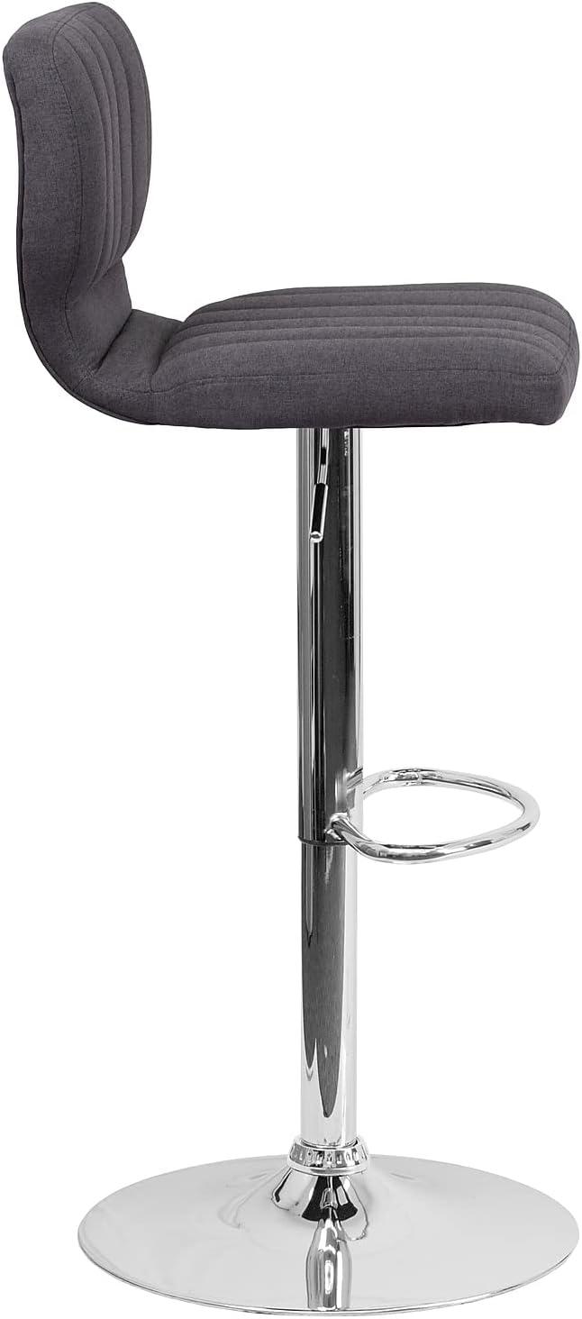 image:imageFlash Furniture Jeremy Contemporary White Vinyl Adjustable Height Barstool with Vertical Stitch Back and Chrome BaseCharcoal Fabric