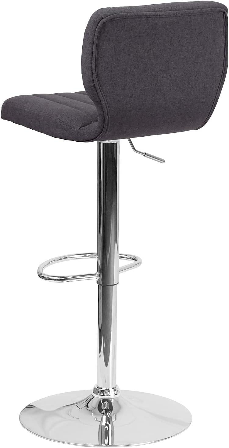 image:imageFlash Furniture Jeremy Contemporary White Vinyl Adjustable Height Barstool with Vertical Stitch Back and Chrome BaseCharcoal Fabric