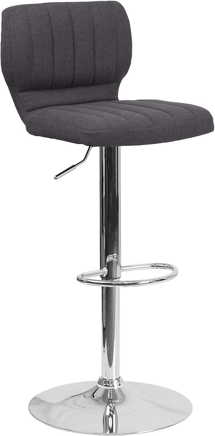 image:imageFlash Furniture Jeremy Contemporary White Vinyl Adjustable Height Barstool with Vertical Stitch Back and Chrome BaseCharcoal Fabric