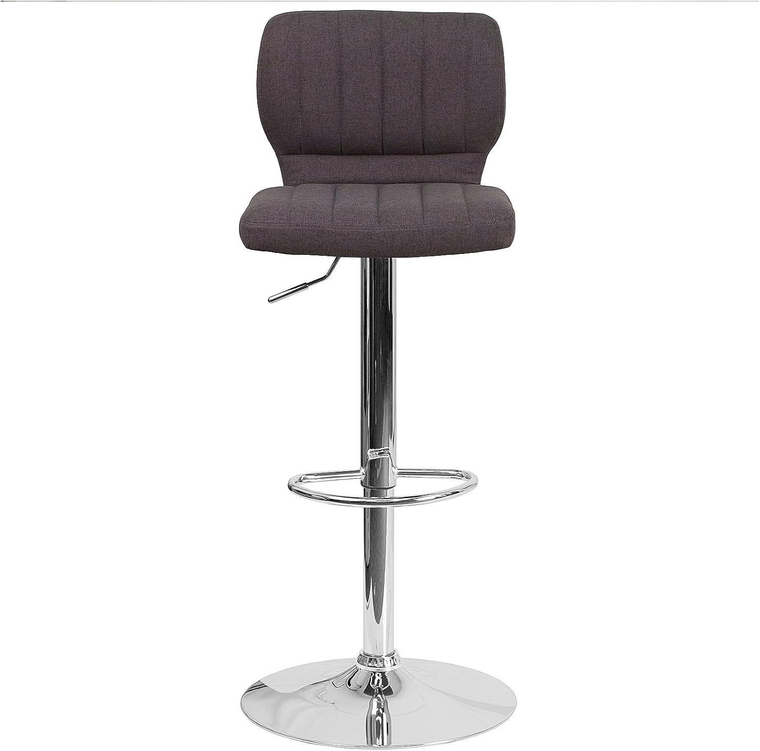 image:imageFlash Furniture Jeremy Contemporary White Vinyl Adjustable Height Barstool with Vertical Stitch Back and Chrome BaseCharcoal Fabric