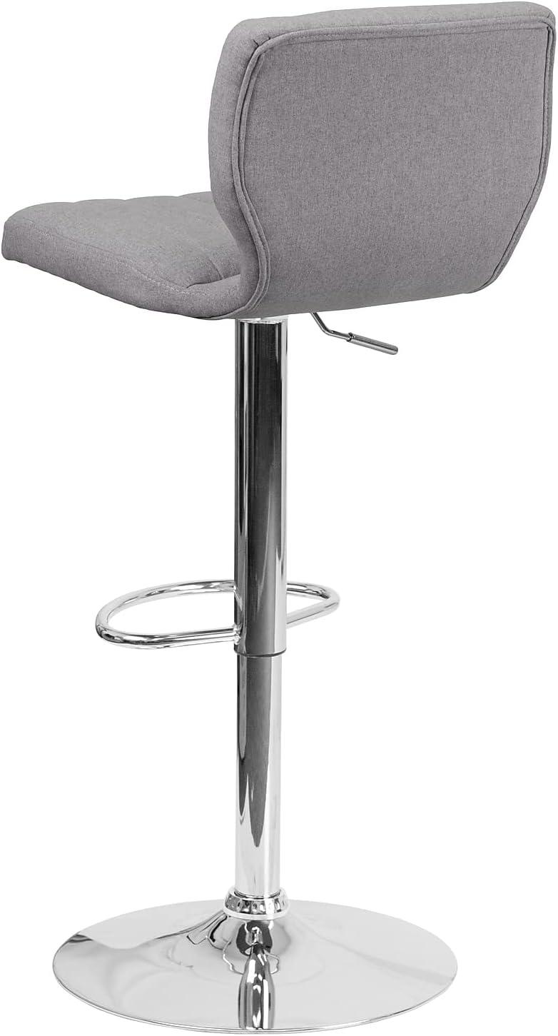image:imageFlash Furniture Jeremy Contemporary White Vinyl Adjustable Height Barstool with Vertical Stitch Back and Chrome BaseGray Fabric