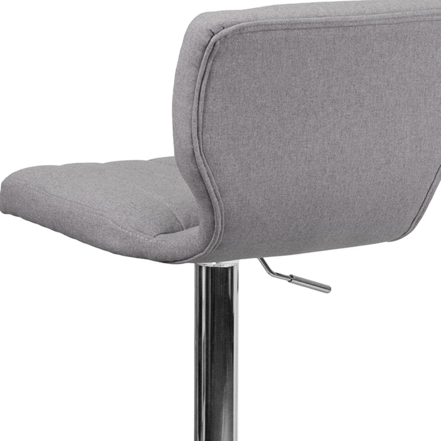 image:imageFlash Furniture Jeremy Contemporary White Vinyl Adjustable Height Barstool with Vertical Stitch Back and Chrome BaseGray Fabric