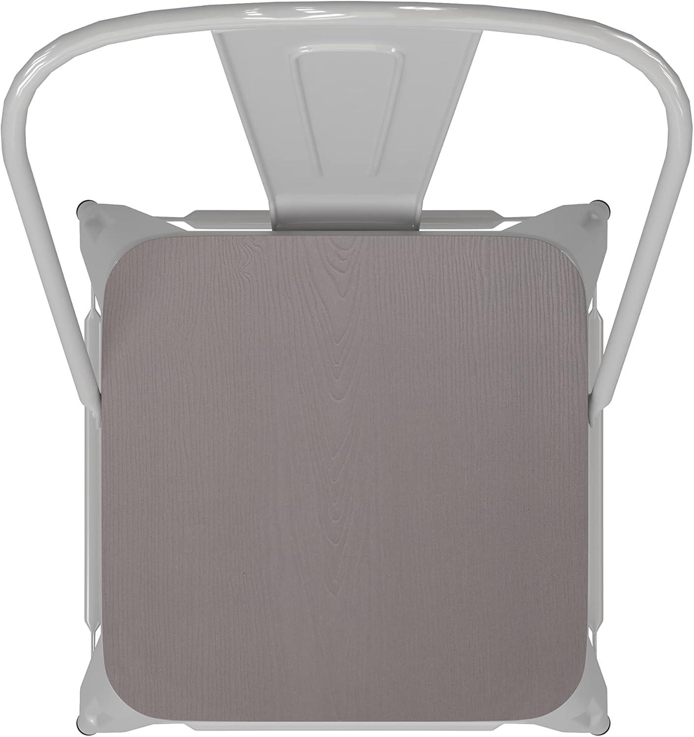 image:imageFlash Furniture Kai Commercial 30 High IndoorOutdoor Bar Height Stool White Galvanized Steel Frame Gray Square AllWeather Poly Resin Seat Removable BackWhiteGray