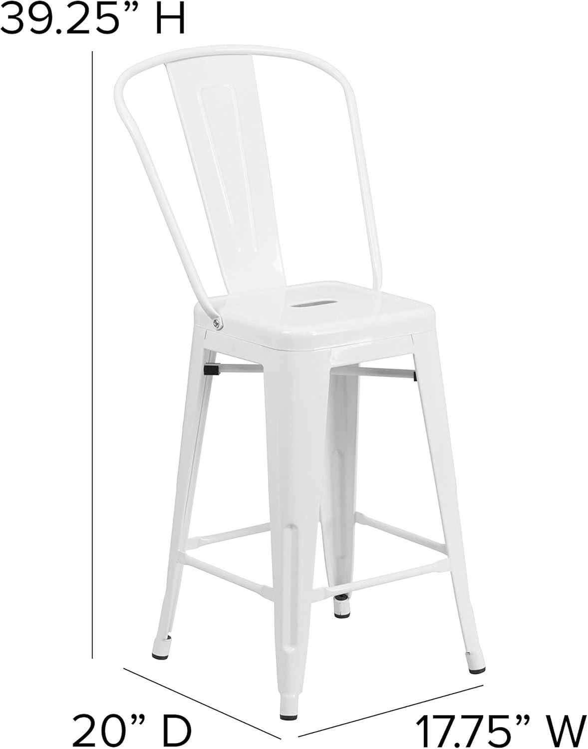 image:imageFlash Furniture Kai Commercial 30 High IndoorOutdoor Bar Height Stool White Galvanized Steel Frame Gray Square AllWeather Poly Resin Seat Removable BackWhiteGray