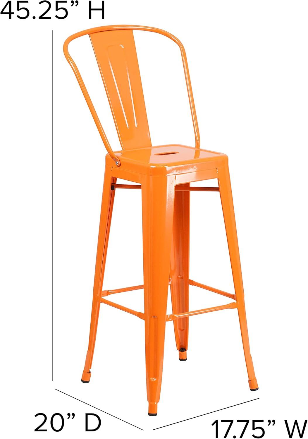image:imageFlash Furniture Kai Commercial 30 High IndoorOutdoor Bar Height Stool White Galvanized Steel Frame Gray Square AllWeather Poly Resin Seat Removable BackOrangeTeak