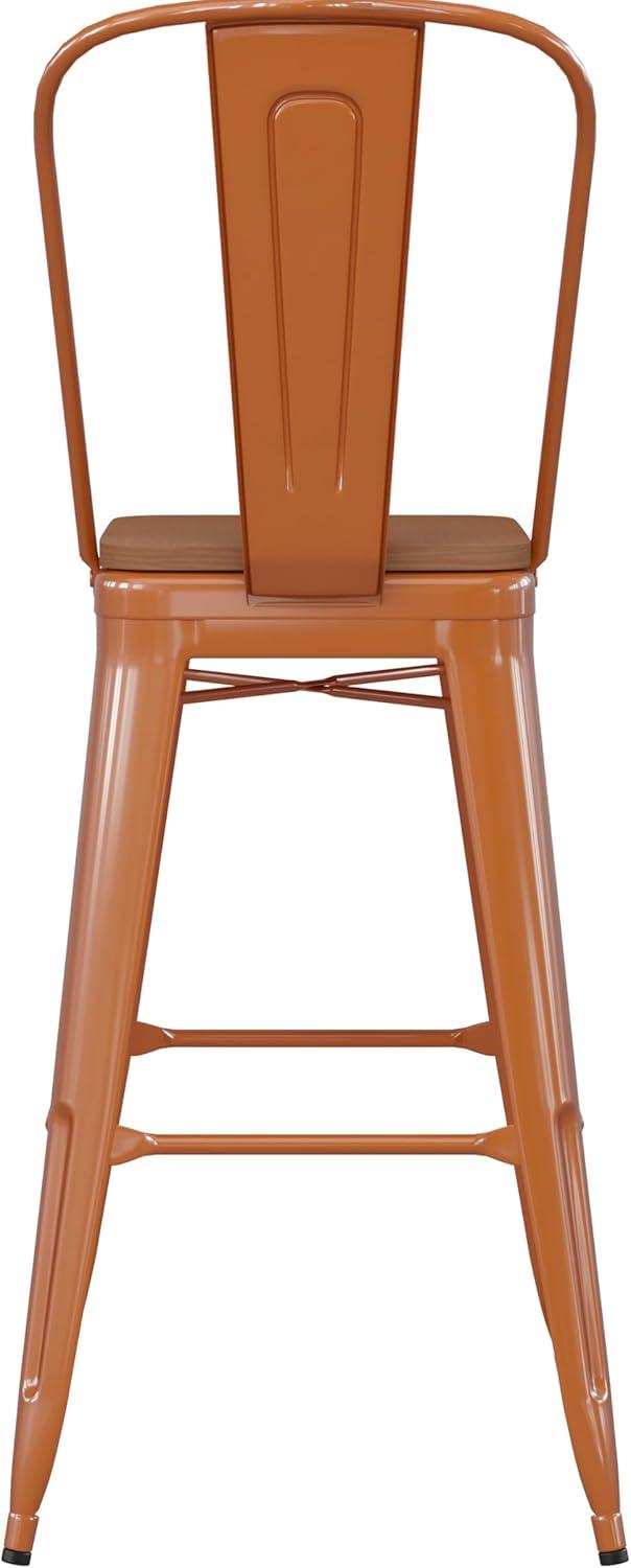 image:imageFlash Furniture Kai Commercial 30 High IndoorOutdoor Bar Height Stool White Galvanized Steel Frame Gray Square AllWeather Poly Resin Seat Removable BackOrangeTeak