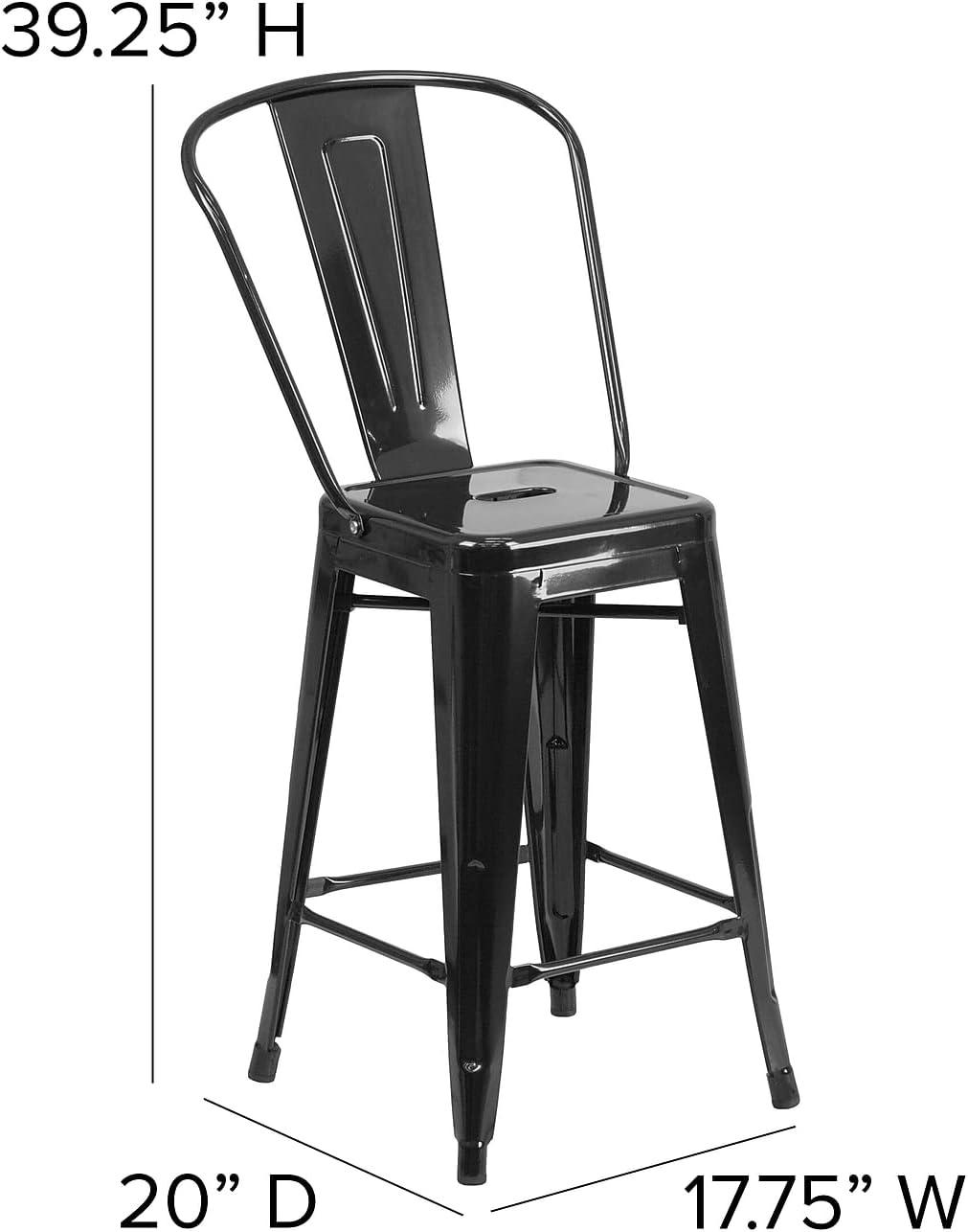 image:imageFlash Furniture Kai Commercial 30 High IndoorOutdoor Bar Height Stool White Galvanized Steel Frame Gray Square AllWeather Poly Resin Seat Removable BackBlackBlack