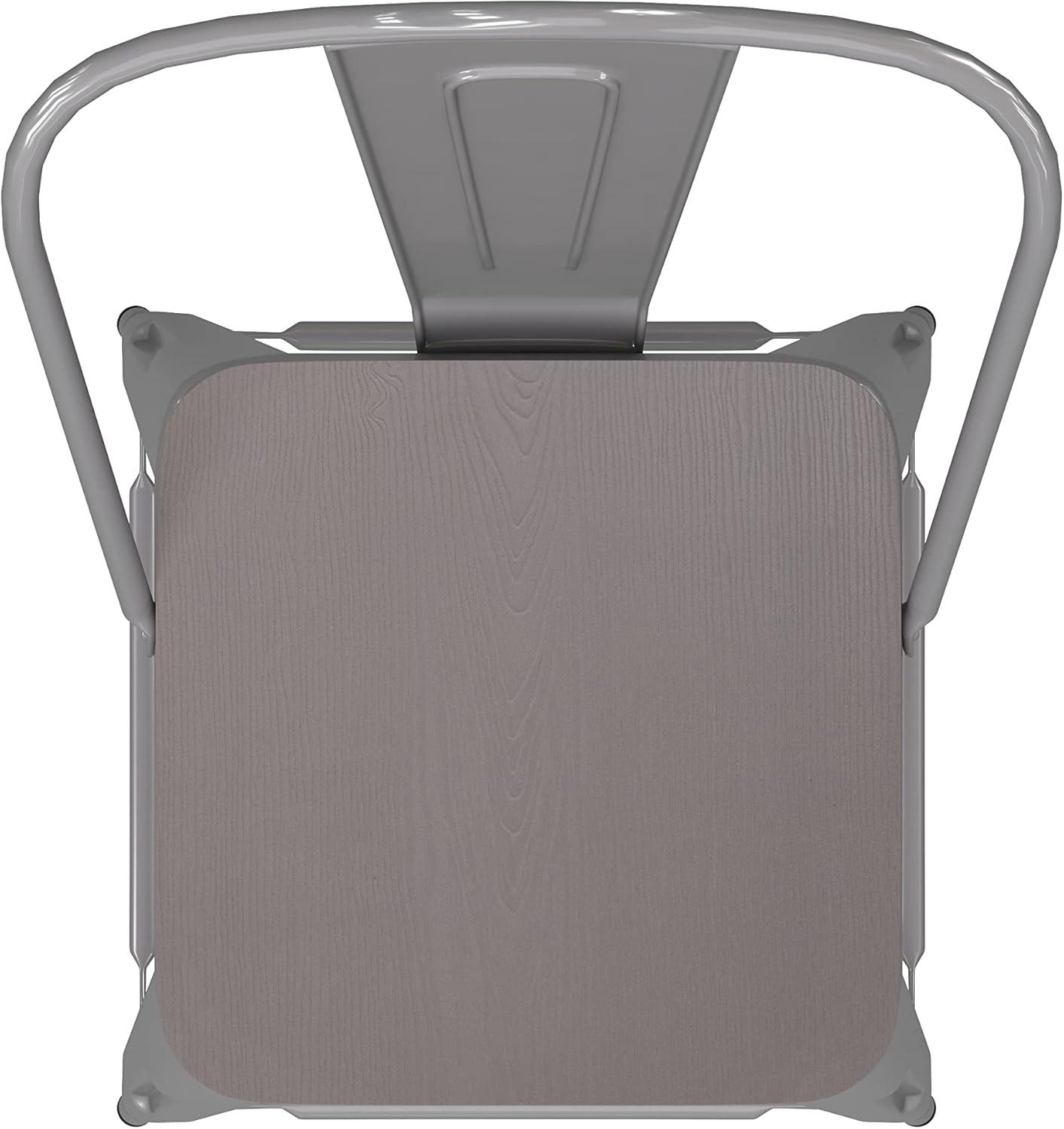 image:imageFlash Furniture Kai Commercial 30 High IndoorOutdoor Bar Height Stool White Galvanized Steel Frame Gray Square AllWeather Poly Resin Seat Removable BackSilverGray